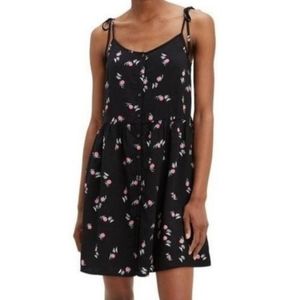 Levi’s Palm Tree Mini Sundress Size L Women's Black